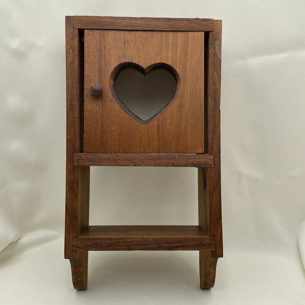 Vintage Wood Shelf With 1 Cutout Heart Door